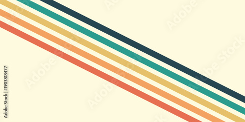 Abstract colorful 70s background vector. Vintage retro wallpaper with rainbow stripes and wavy lines. A 1970 color illustration suitable for posters, banners, decorative items and wall art.