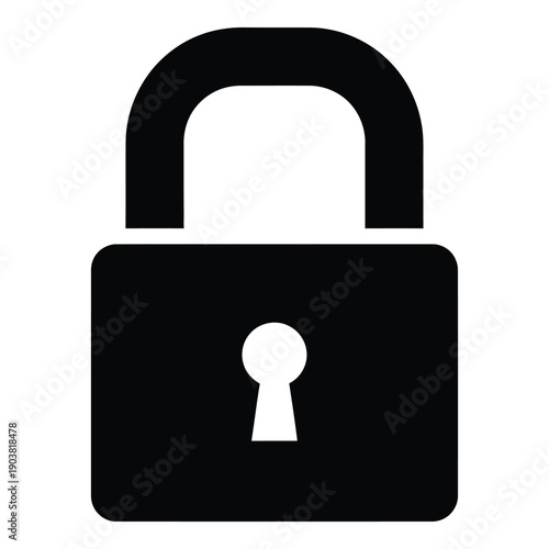 Black and white closed padlock with keyhole