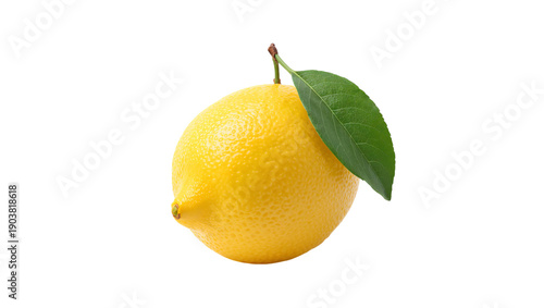 Fresh Lemon With Green Leaf Sitting on a White Background Ready for Culinary ...