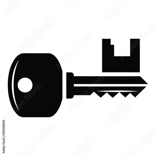 Black and white keyhole and key lock unlock security desig