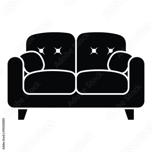 Black and white minimalist two seat sofa couch seating des