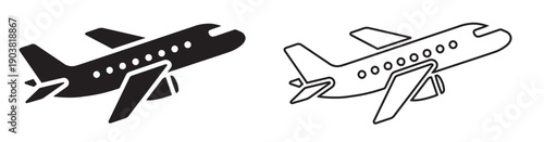 Airplane Silhouette Icons Side View