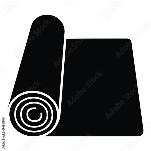 Black and white spiral scroll with rectangular extension monochrome rolled paper desi