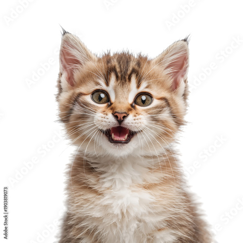Cute Kitten Sitting Calmly on a Plain Background Making a Playful Expression ...