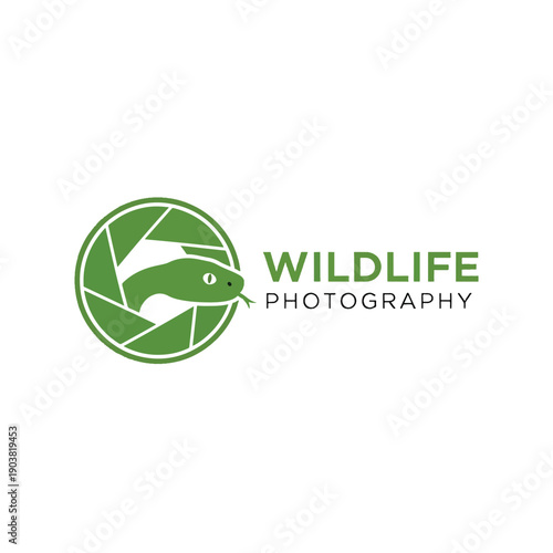 Observing Wildlife through a Lens: Nature Photography Logo with Reptile Symbol
