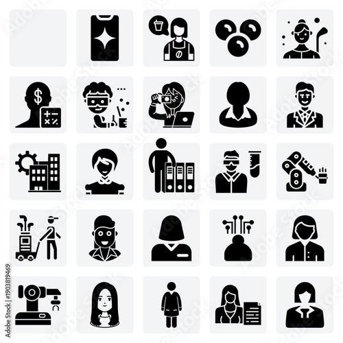 People At Work And Play – Representations Of Various Careers, Hobbies, And Professional Services For Infographics And Websites.