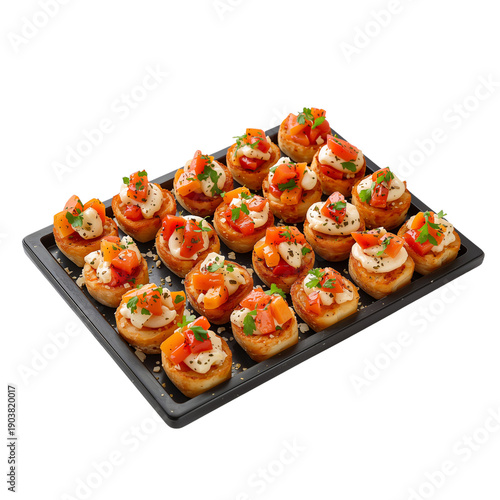 Delicious Appetizer Platter With Bread, Cheese, Tomato, and Herbs at a Gathering