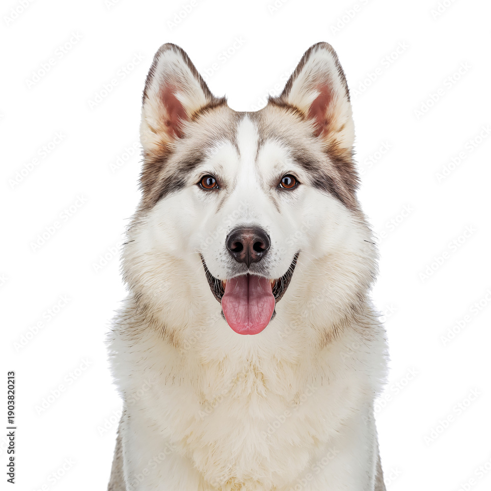 Obraz premium White Dog Looking at Camera With a Happy Expression in a Studio Setting