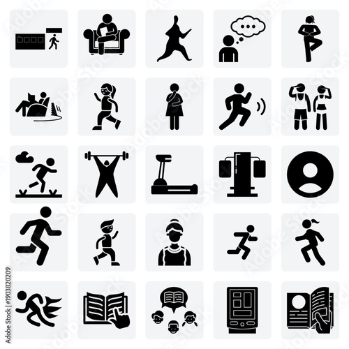 People Engaging In Hobbies And Activities – Illustrations Of Men And Women Reading And Exercising For All Genders.