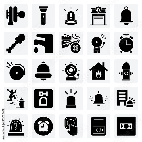 Classic Firefighting Tools And Alerts – Fire Hose, Shovel, And Alarm Bell For Traditional Emergency Response Visuals.