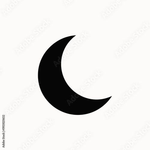 Crescent Moon Shape Icon Illustration.