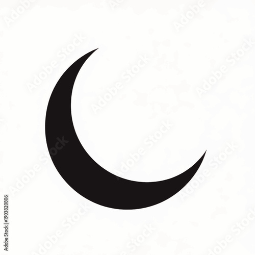 Crescent Moon Shape Silhouette Icon.