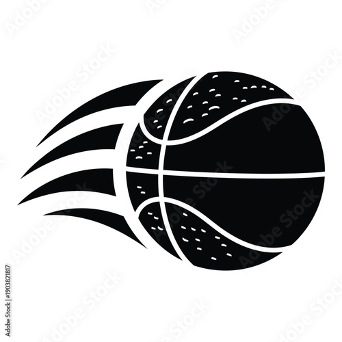 Black and white basketball with curved lines and dotted texture sports ball monochrome