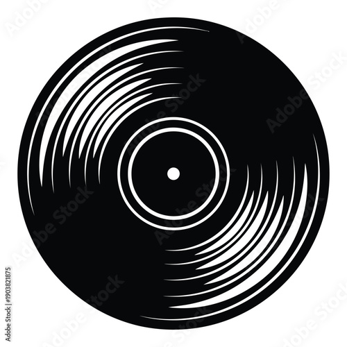 Black and white circular vinyl record grooves pattern circular pattern concentric circles des