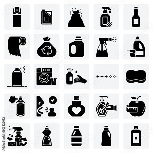 Cleaning And Maintenance Supplies – Soap Suds, Air Freshener, And Tissues For Housekeeping And Personal Hygiene Designs