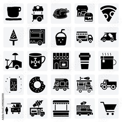 Popular Quick Service Meals And Treats – Fried Chicken, Pizza, And Hamburgers With Ice Cream And Coffee