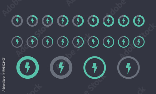 充電状態を示すバッテリーアイコンの進捗バリエーション