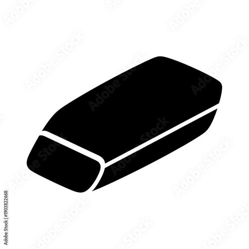 Simple black silhouette of a rectangular eraser on a white background