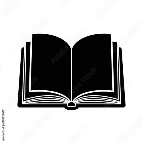 An open book icon depicted in a simple black and white style