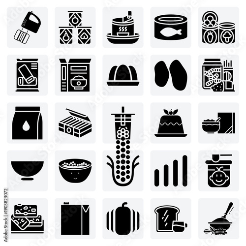 Shelf-Stable Food And Dry Goods – Cake Mixes, Packaged Nuts, And Canned Tuna For Supermarket And Nutrition Graphics