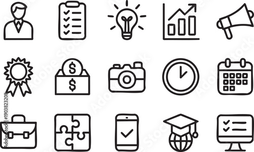 Line icons of business and education concepts various symbols