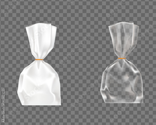 Realistic Transparent Zip Lock Plastic Bags Mockup Collection Isolated on Transparent Background