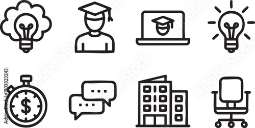 Line icons of education and business concepts