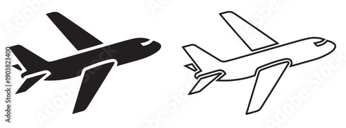 Airplane Silhouette Icons in Flight