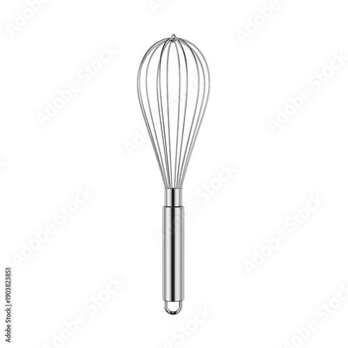 Metal Whisk With a Long Handle Used for Mixing Ingredients in a Kitchen Setting