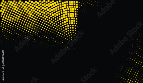 Abstract Yellow Halftone Dot Gradient on Black Background