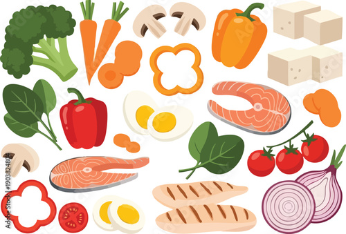 Fresh and Nutritious Food Items A Healthy Meal Composition