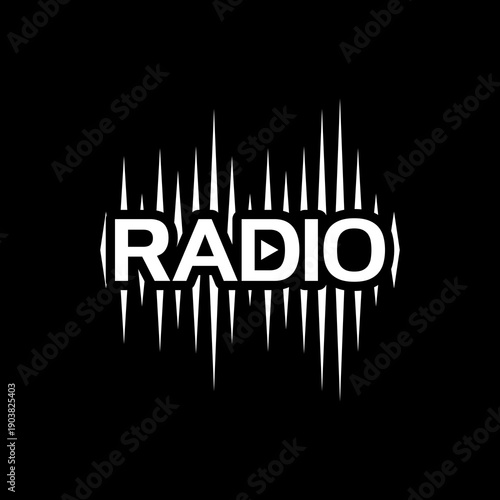 Radio logo icon isolated on black background