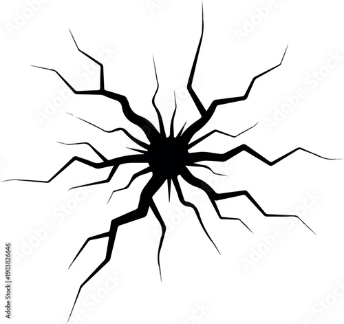 Cracked Effect with Jagged Lines on White Background, Expressing Failure or Damage