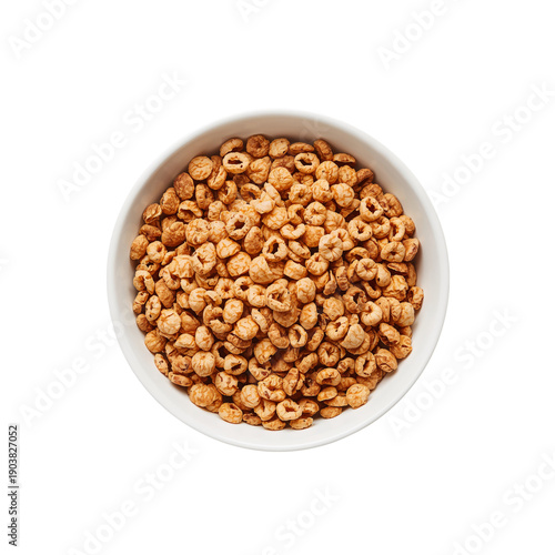 Cereal in a White Bowl Served on a Plain Background at a Kitchen Table in the...