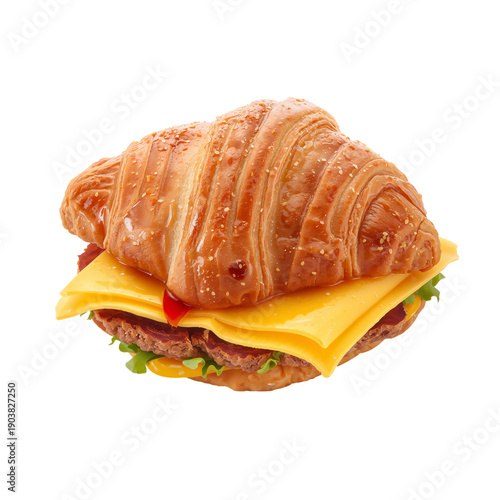 Fresh Croissant Displayed on a Clean Surface in a Bakery During Morning Hours