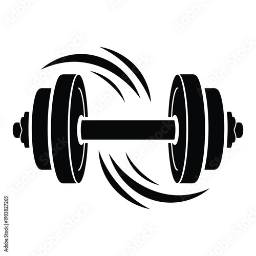 Black and white dumbbell with motion lines weight barbell fitness