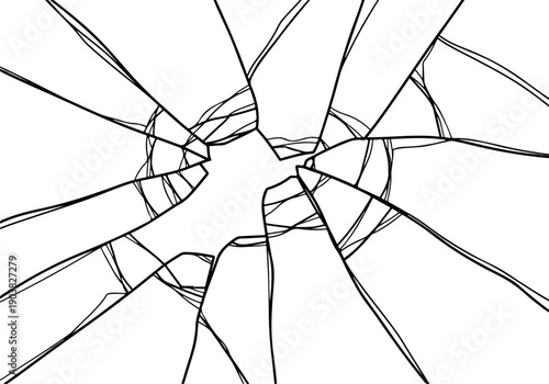 Cracked Glass Abstract Shattered Surface Illustration, Geometric Design
