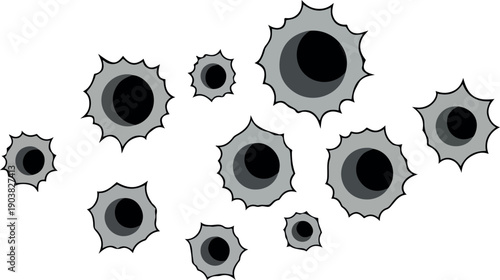 Bullet Holes An Illustrative Depiction of Gunshot Impact and Damage on a Surface