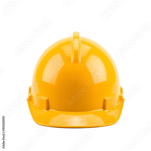 Yellow Hard Hat on a White Background in a Construction Setting for Safety Me...