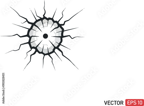 Cracked Circle Shape – Dark Energy Unleashed for Graphic Design