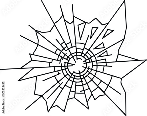 Abstract Shattered Glass Effect Illustration on White Background