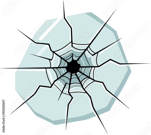 Cracked Glass Shards with Angular Fractures