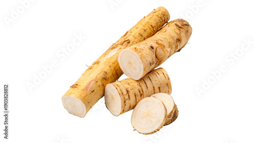 Fotografija cut horseradish root pieces isolated on transparent background
