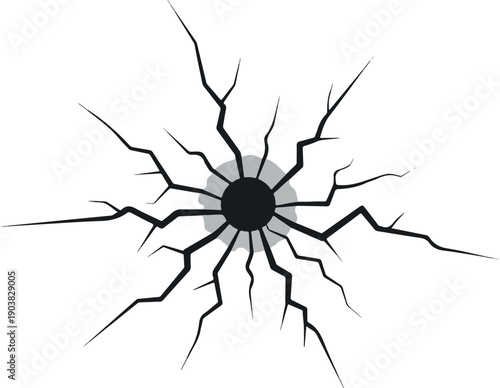 Cracked Surface Detailed Radial Fracture Illustration for Visual Impact