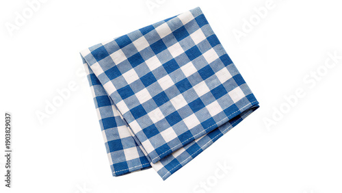 Cuadro en lienzo blue and white checkered napkin or tablecloth isolated on transparent background