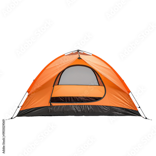 Camping Tent Setup at a Campground During Morning Hours With Sun Shining Brig...