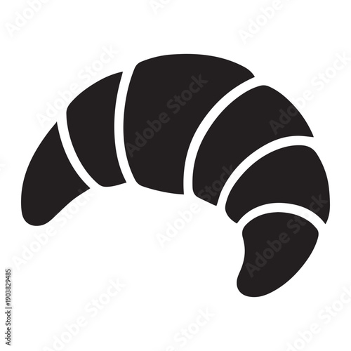 Black croissant silhouette icon isolated on white background vector bakery shop breakfast food logo