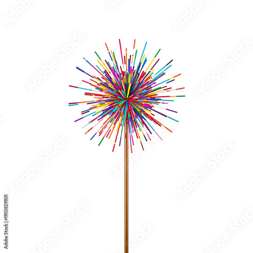 Colorful Decoration With Many Sticks Seen in a Bright Setting During a Festiv...