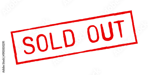 Sold out stamp red colored isolated vector illustration.