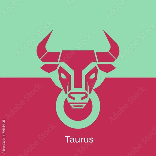 Taurus Zodiac Sign Bull Symbol Illustration.